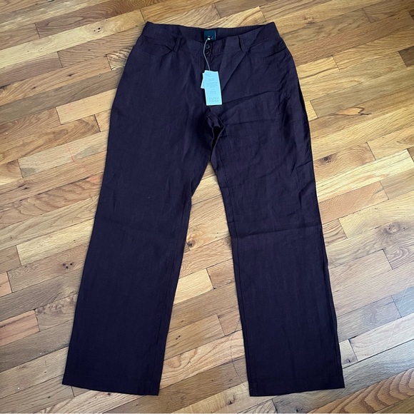 Eileen Fisher Brown Clove Wide Leg Spring Linen Pants Size...